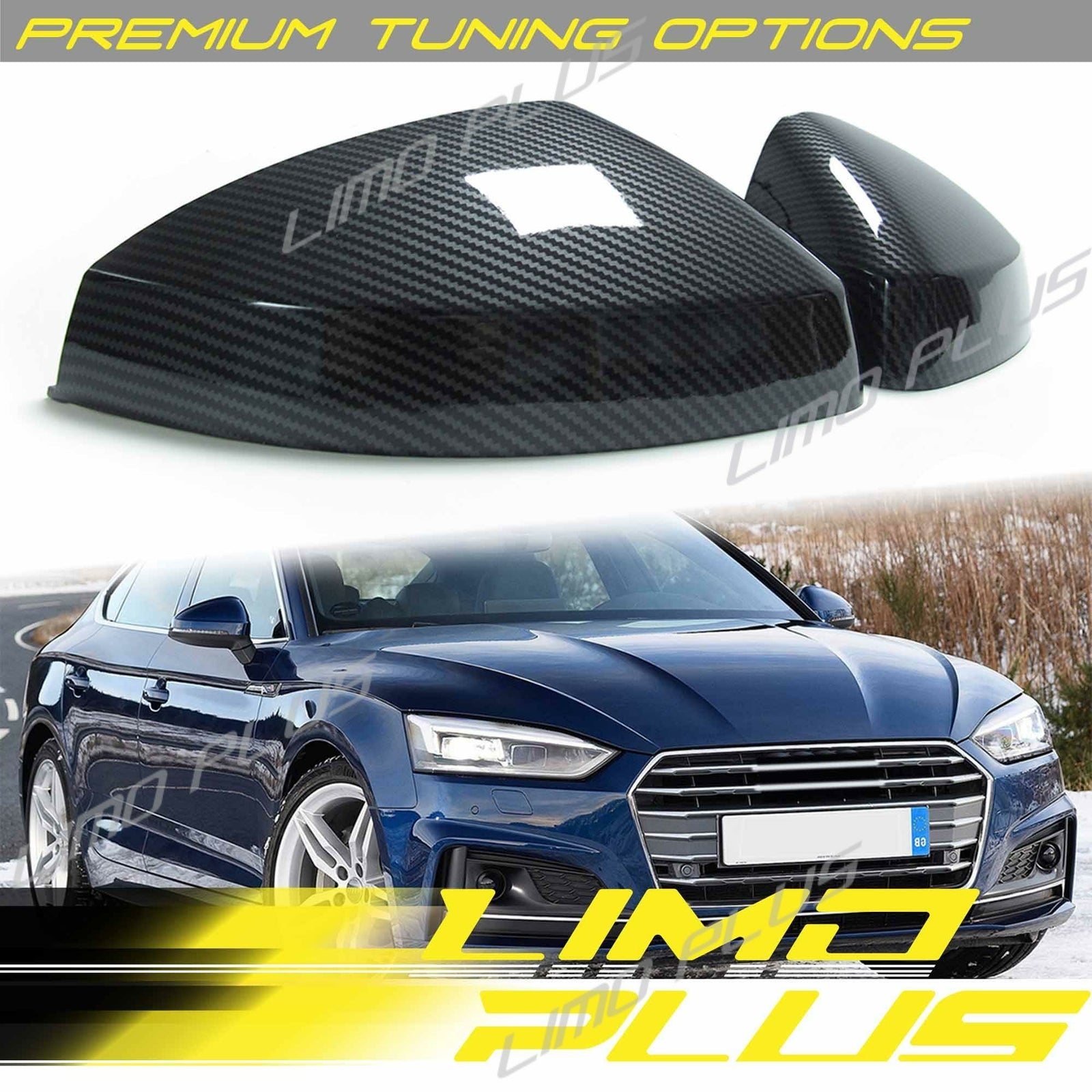 With Lane Assist Carbon Fiber Look Side Mirror Cover Caps for Audi A3 8V S3 RS3