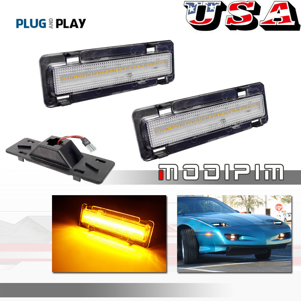 L+R Transparent Lens Bumper Side Marker Lights for 82-92 for Chevrolet Camaro for Pontiac Firebird