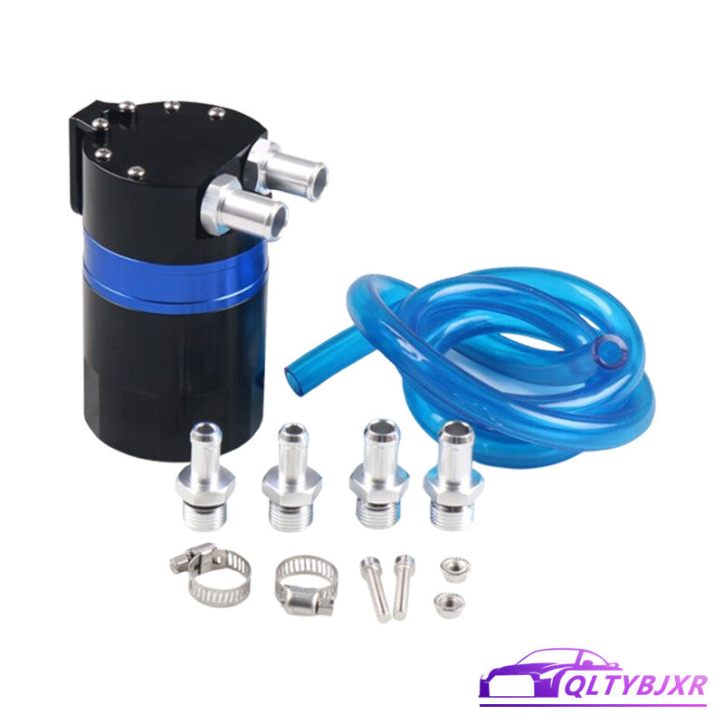 Oil Catch Can Kit Reservoir Polish Baffled Tank Engine Aluminum Universal Blue