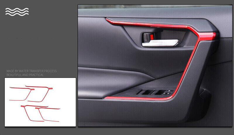 Fit for Toyota RAV4 2019-2023 Red ABS Interior Door Armrest Strip Cover Trims4