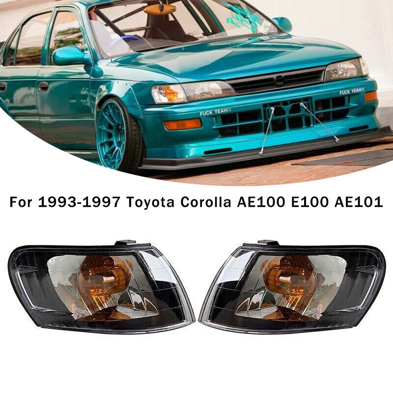 2PC Black Front Corner Lamp Lens For 1993-1997 for Toyota for Corolla AE100 E100 AE101