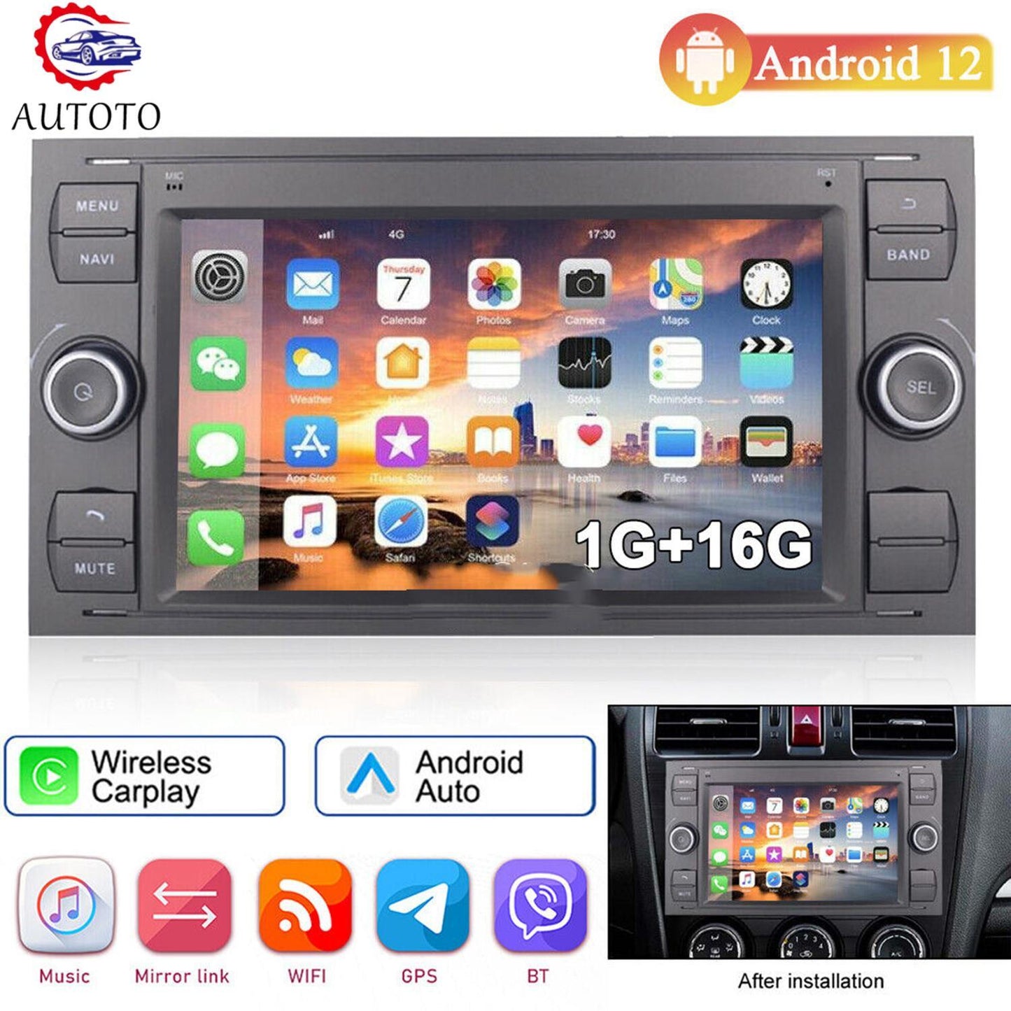 7 Car Stereo Radio 2.5D touch screen Fits for Ford Transit 2005-2011 Android 12