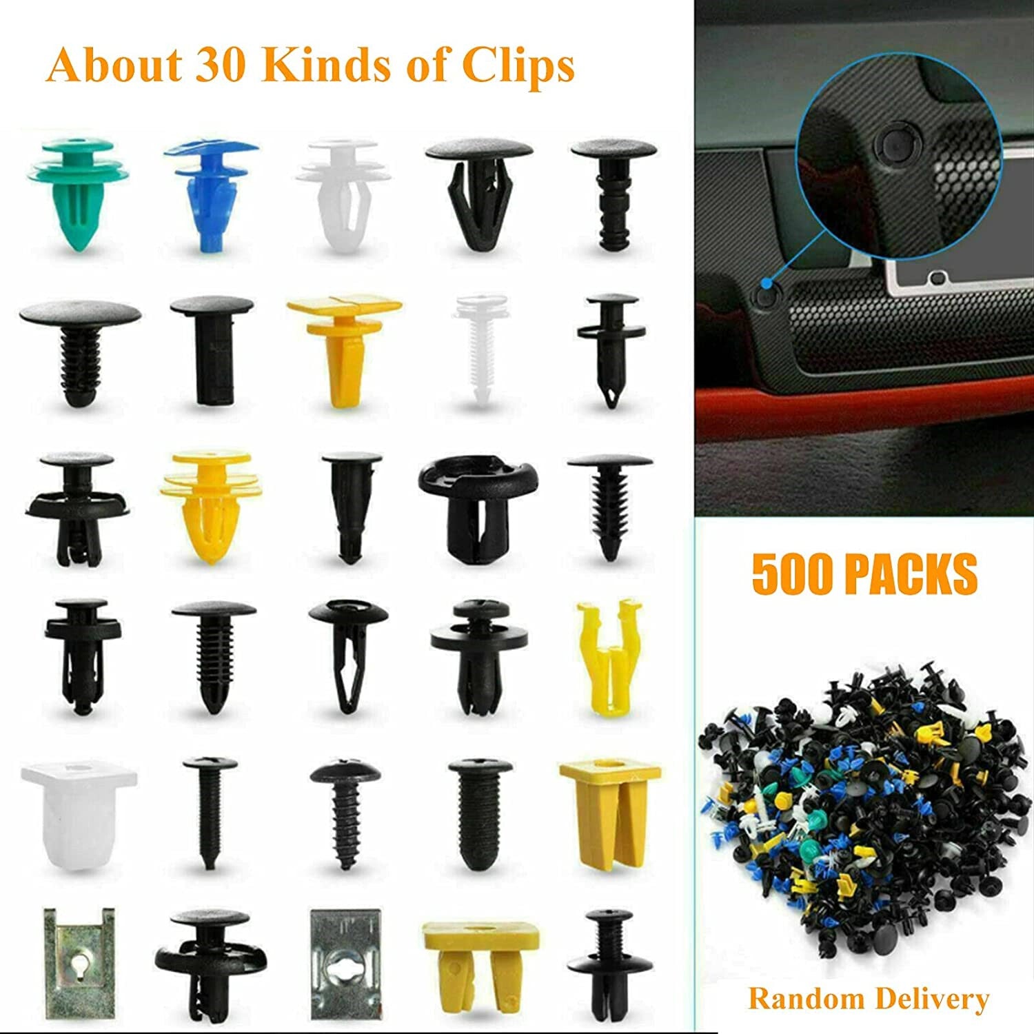 Hybrid automotive fasteners, bumper clips, car rivets, door panel rivets - sales promotion