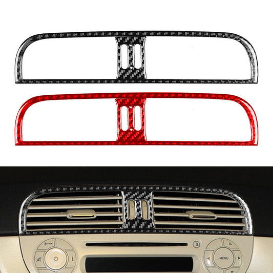 Carbon Fiber Center Console Air Vent Outlet Panel Cover Trim for Fiat 500 12-15