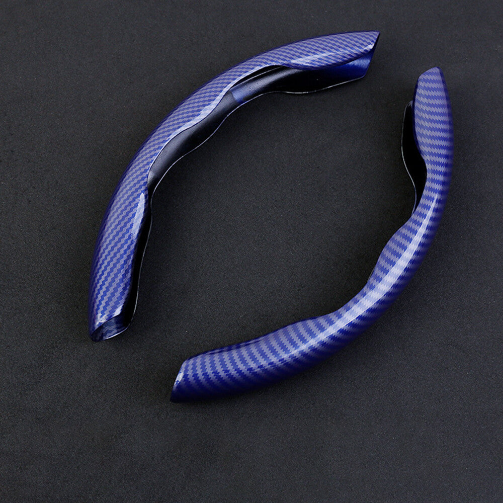2-Piece Carbon Fiber Blue Car Steering Wheel Booster Anti-Slip Universal Accessory