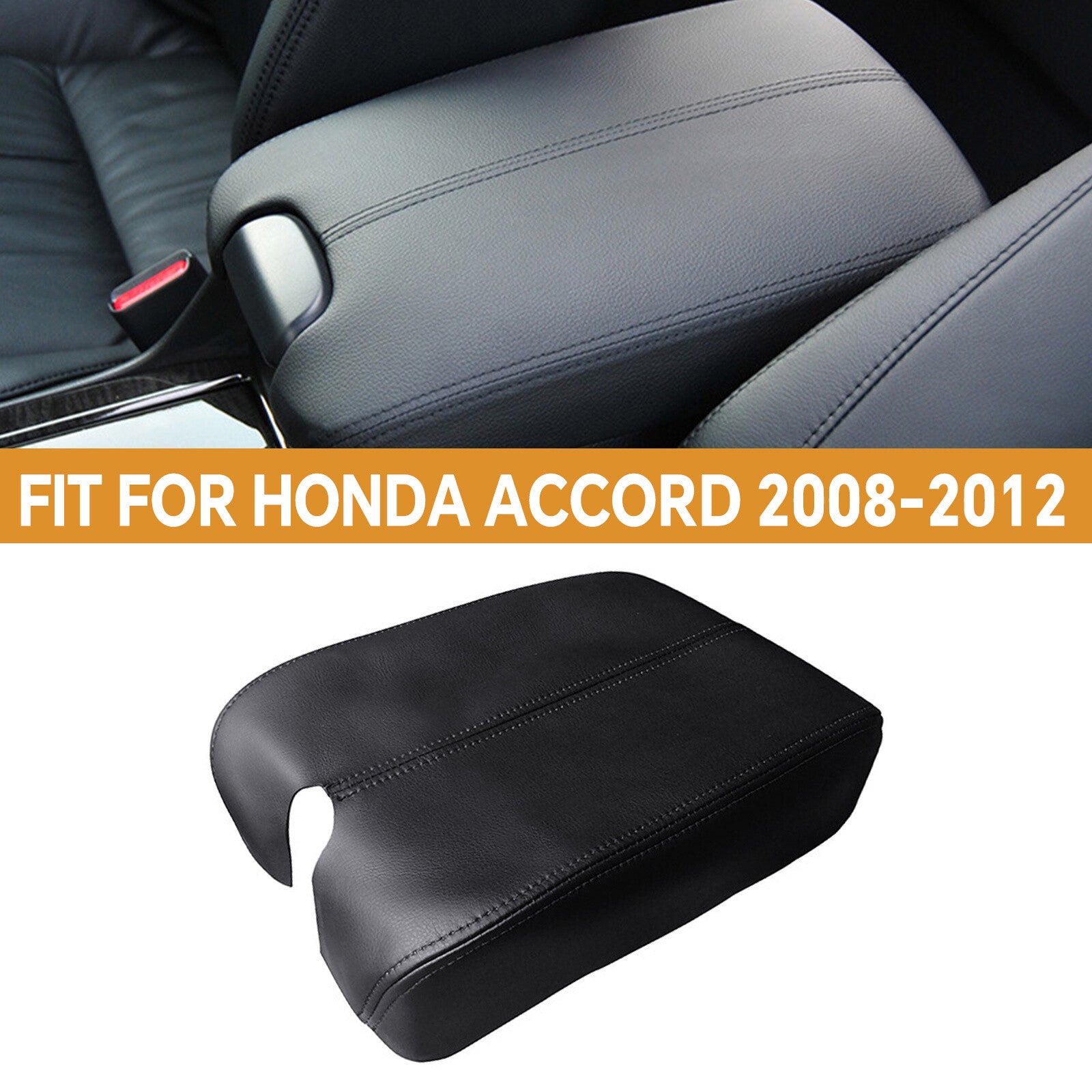 Armrest Black Leather Cover for Honda Cars Accord 2008-12 Sedan Coupe Console
