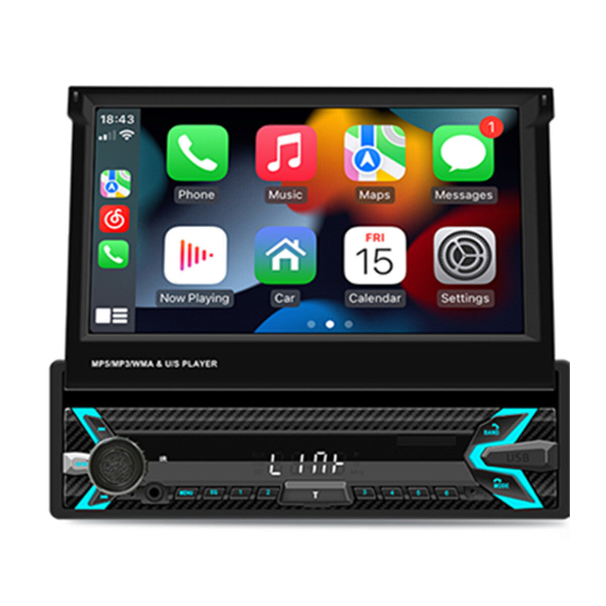Single Din 7in Car Stereo Radio For Carplay Android Auto Bluetooth Mirror Link