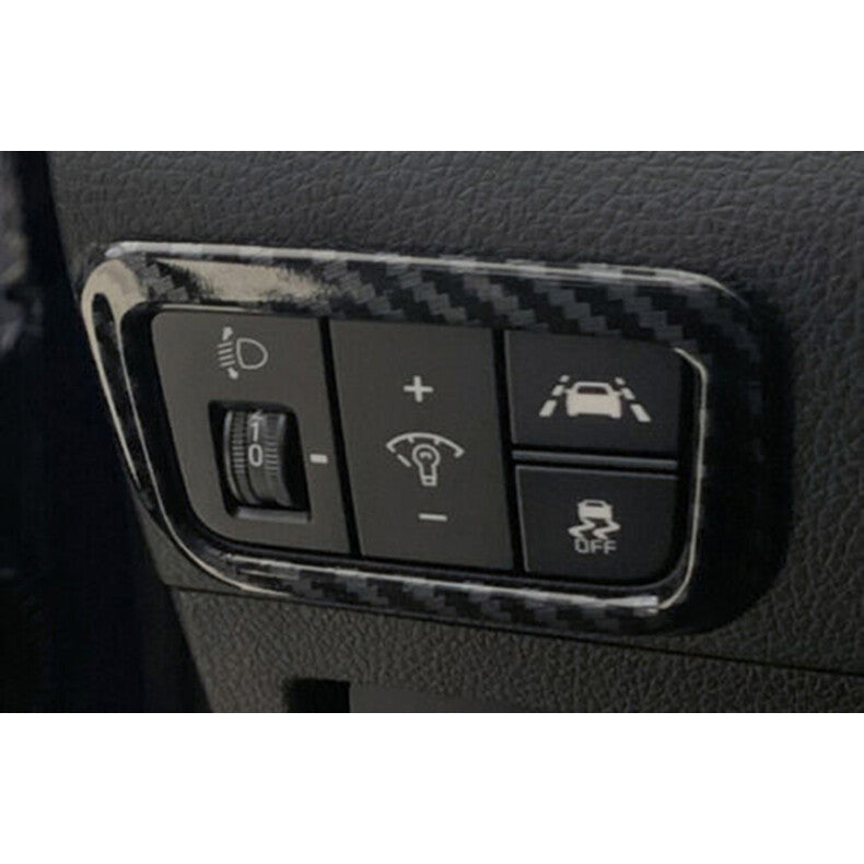 for Kia K5 2021-2023 Carbon Fiber Car Headlight Switch Button Cover Trim Frame