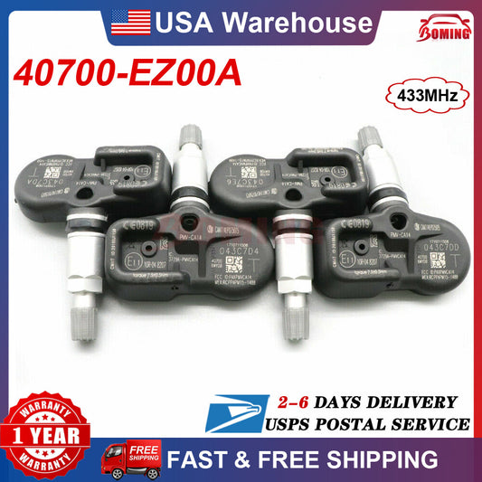 4x New 40700-EZ00A TPMS TIRE PRESSURE SENSOR for Nissan Titan XD 2016-21 433Mhz