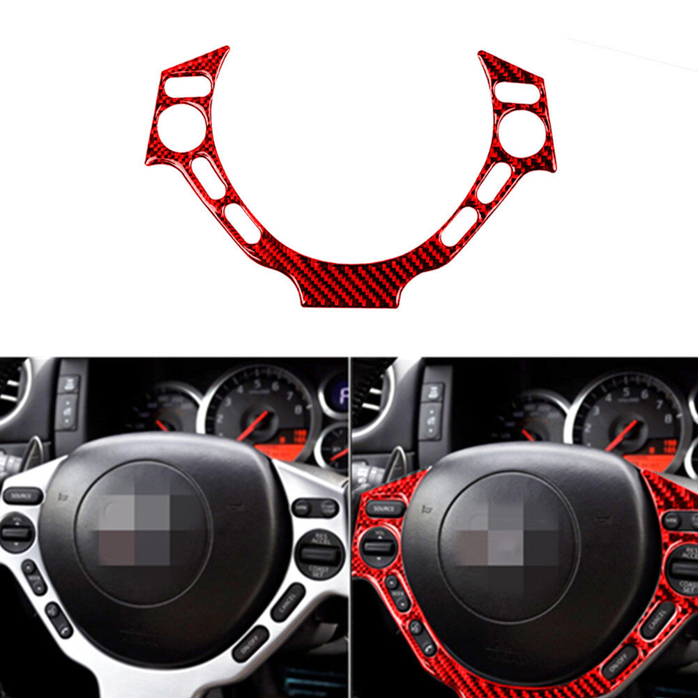 Red Carbon Fiber Steering Wheel Button Frame Trim for Nissan GT-R R35 2008-2016