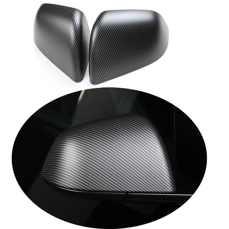 Matte Carbon Fiber Rear View Side Mirror Cover 2Pcs for Tesla for Model Y 2020-23