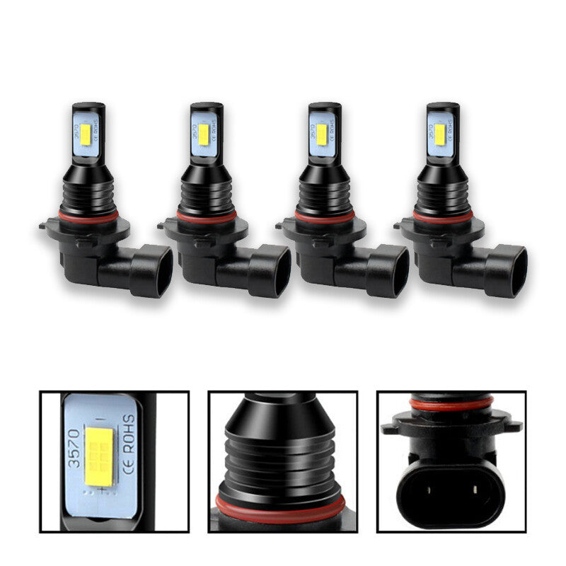 4Pcs 9005 9006 LED Headlights Kit Combo Bulbs 8000K High Low Beam White Bright