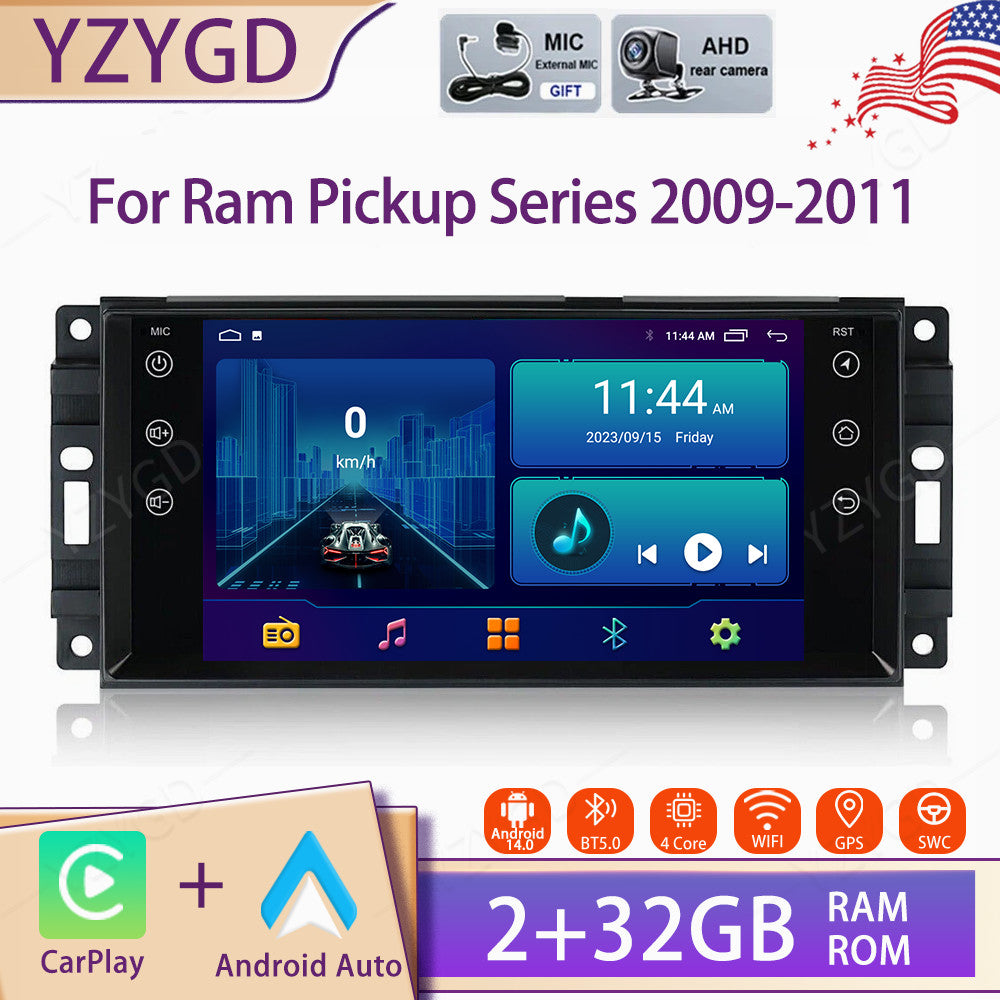 Android Auto Carplay for Ram Pickup Series 2009-2011 Stereo Screen Car Radio GPS