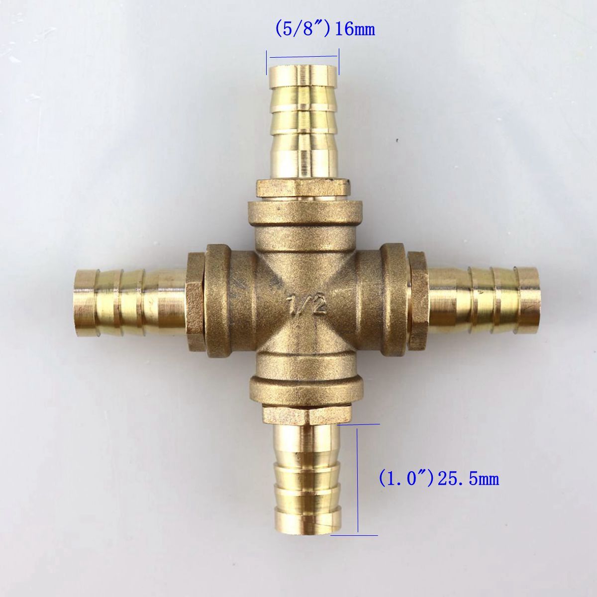 1 piece of flexible hose bar 4-way cross brass pipe fitting threaded gas fuel water air (5/8) 16mm