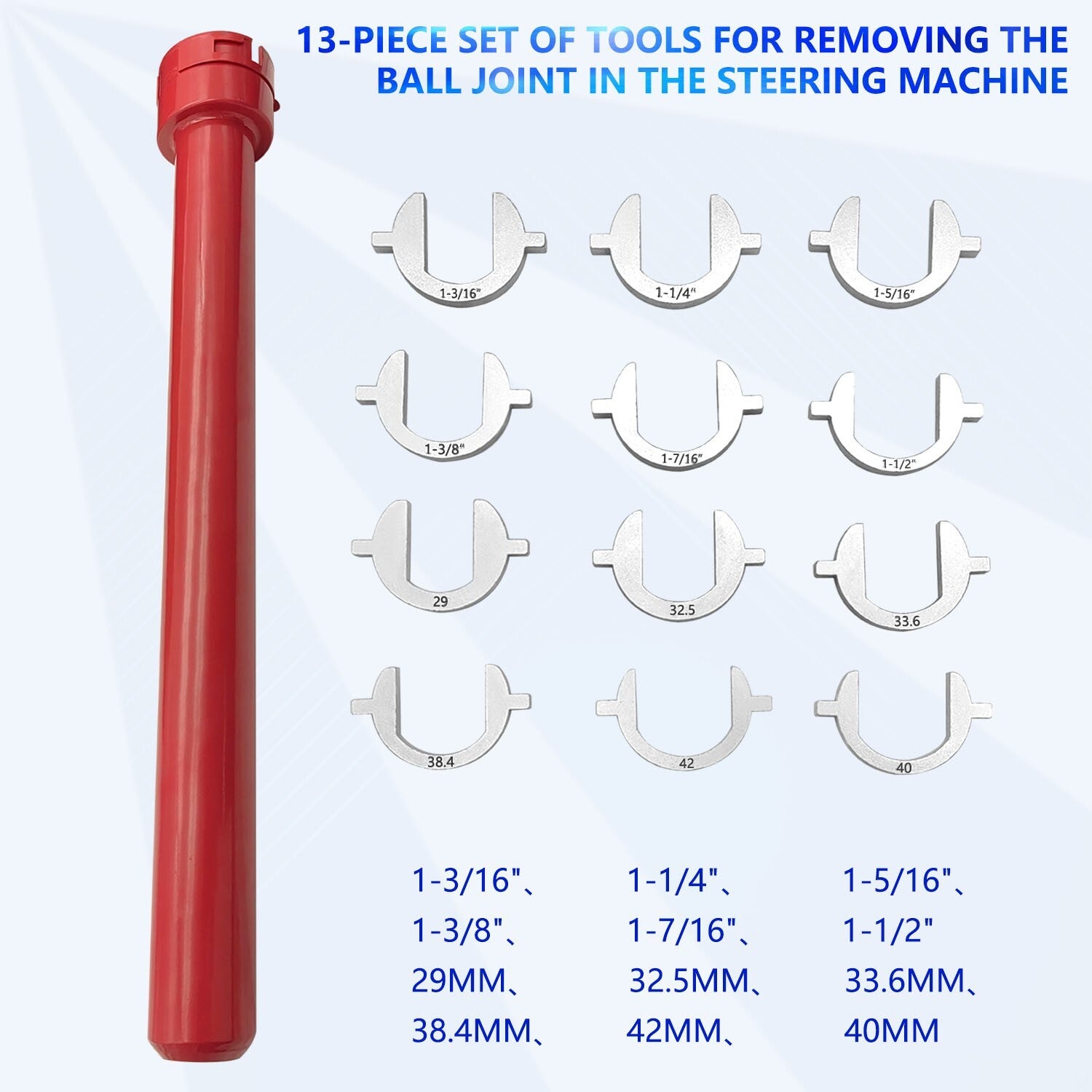 Master Inner Tie Rod Tool Set with 12 Crowfoot Adapters 1/2 Inch Drive Tube