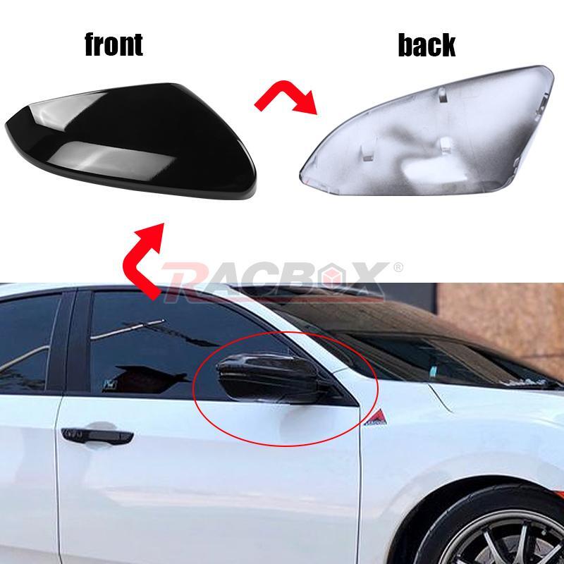 Side Mirror Cap Cover Fit for HONDA for CIVIC 2016-2021 Black Passenger Right Side