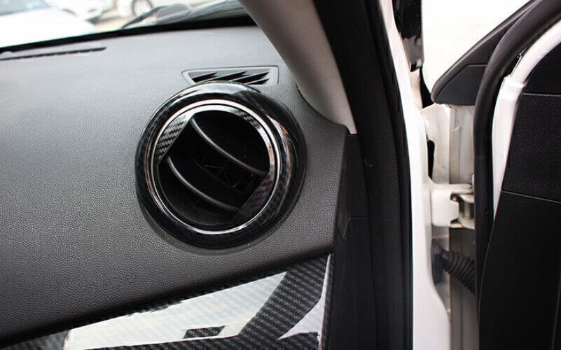 for Mazda 3 10-2013 ABS Carbon Fiber Console AC LR Air Outlet Vent Ring Trim 2X