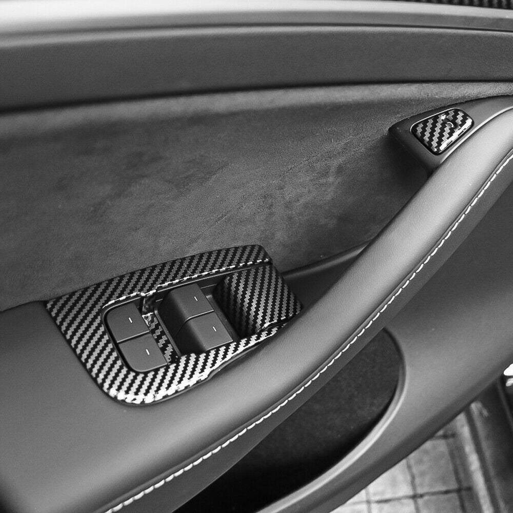 For 2017-2021 for Tesla Model 3/Y Carbon Fiber Window Lift Panel Switch Cover Trim