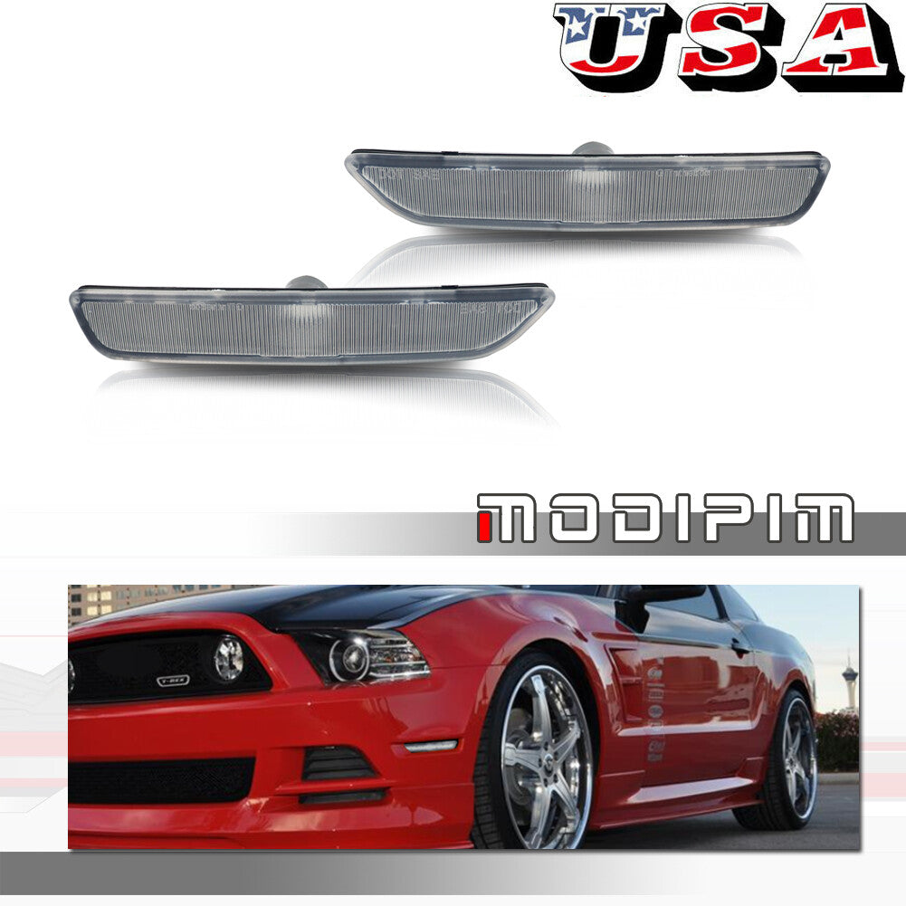 2-Piece Front Marker Lamp Cover Housing for 10-14 for Ford for Mustang,Clear Lens