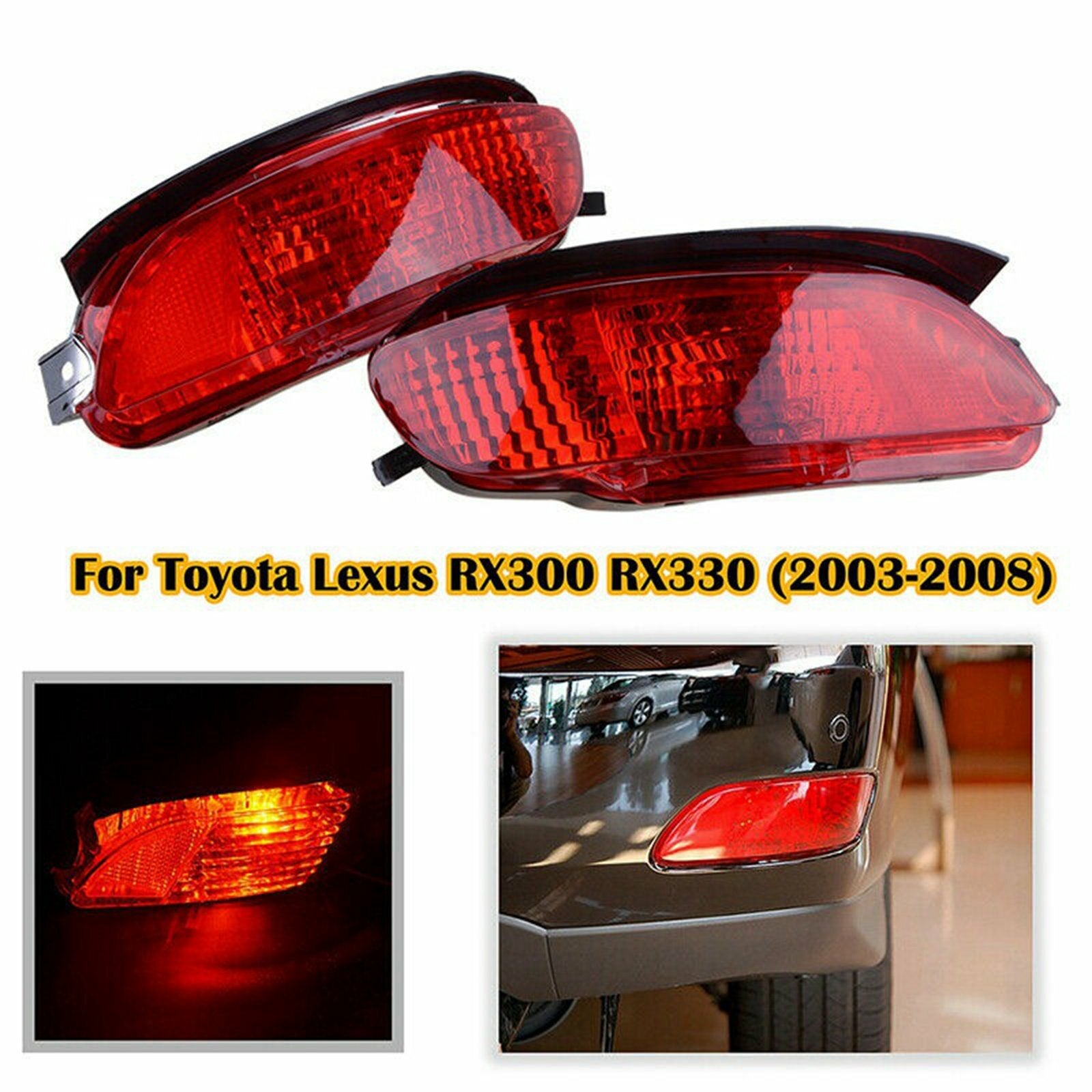 Rear Bumper Lights Red Marker Lamps Pair For 04-09 for Lexus RX330 RX350 RX400H AT
