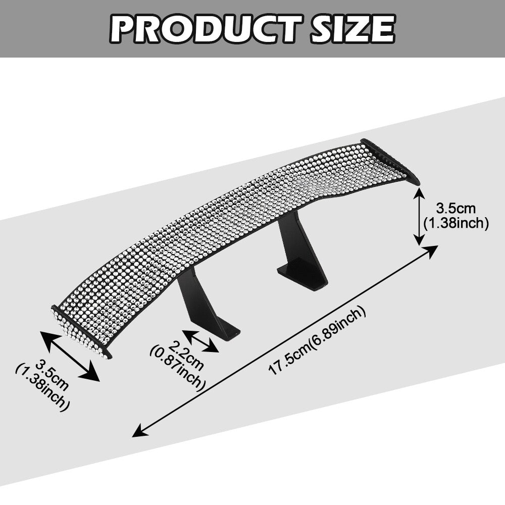 6.89inch for Mini Universal Decorative Spoiler Wing for All Car White Rhinestone