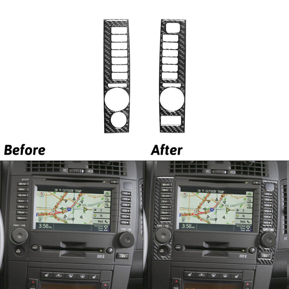 2Pcs Vehicle Carbon Fiber Navigation Panel Cover Trim for Cadillac CTS 2003-2007