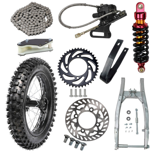 14-inch rear shock absorber, swingarm, 90/100-14 tire grooves, bicycle CRF70, Taodao, 125cc, 140cc.