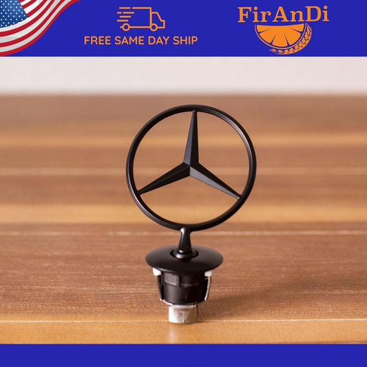 Matte black decorative hood with for Mercedes-Benz logo and star badge