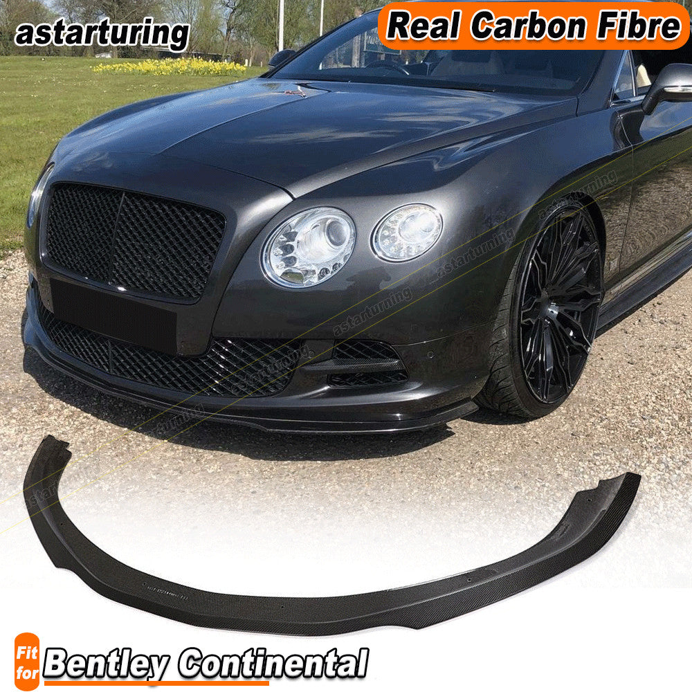 Fit for Bentley 2012-2016 Real Carbon Front Bumper Lip Chin Spoiler