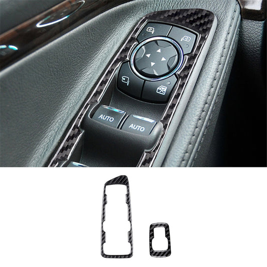 2X Carbon Fiber Rear Window Switch Buttons Frame Trim for Ford Explorer 2011-14
