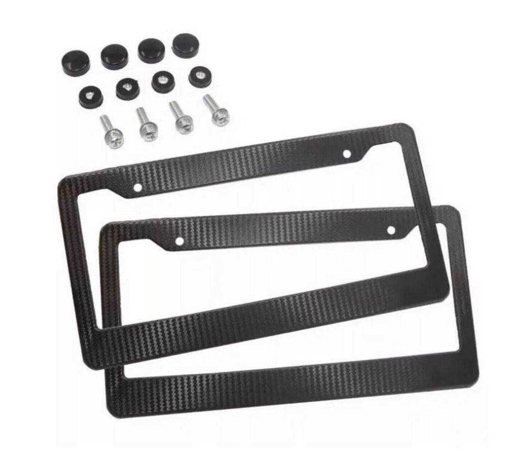 for Mercedes-Benz license plate frame cover cap with black carbon finish.