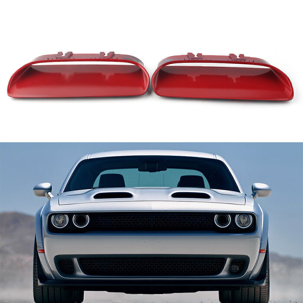 for Dodge for Challenger Redeye 2019-2020 Pair Red Hood Bezels Right Left Side