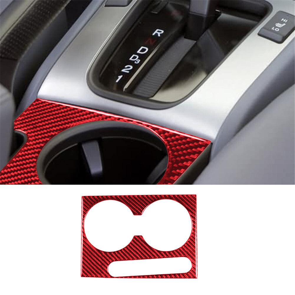 Red Carbon Fiber Watercup Holder Panel Trim Cover for Honda Accord Sedan 2003-07