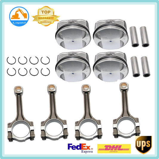 4x Pistons Rings 12578324  ConRods 12654958 for Buick for Chevrolet for GMC for Saturn 2.4L