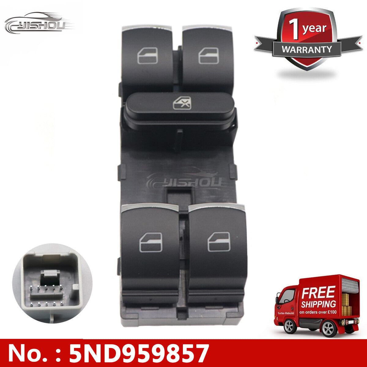 Power Window main switch control button 5ND959857 is suitable for Volkswagen for Tiguan , for Golf , for Passat , and CC.
