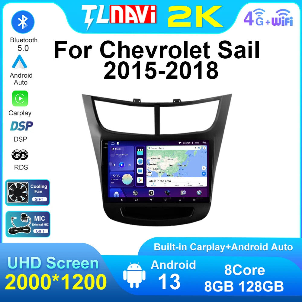 for Chevrolet Sail 3 2015-2018 Stereo Android Car Radio CarPlay GPS Video Player