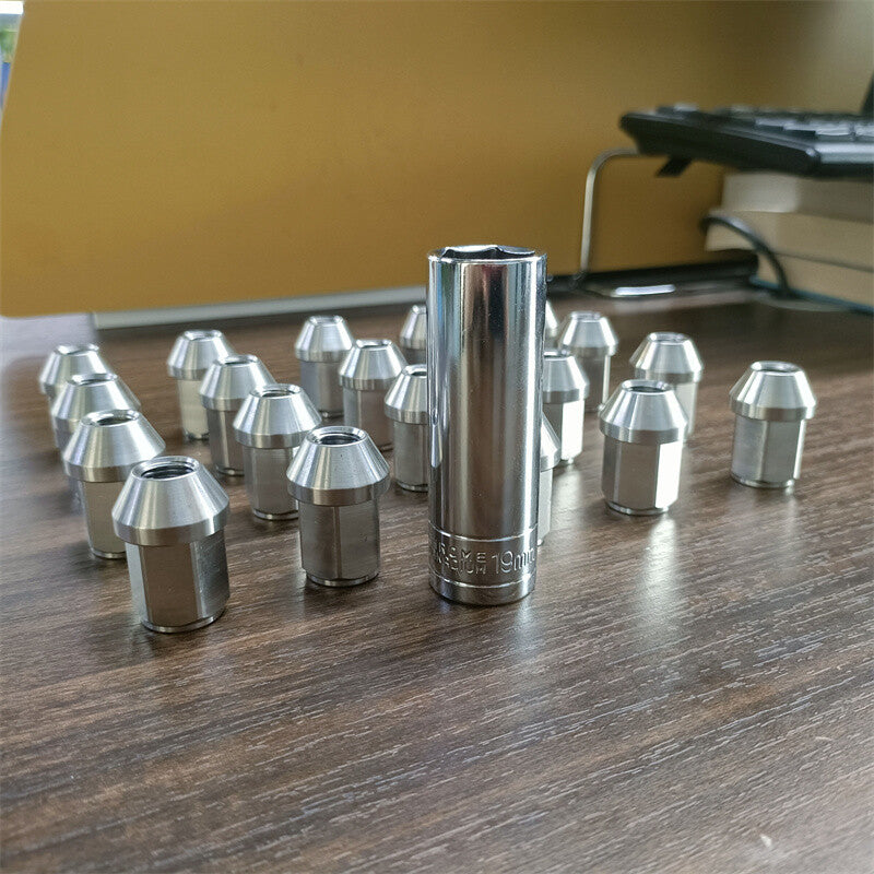20pcs M121.25 Stainless Steel Wheel Nuts Lug Nuts Hex 19mm Length 35mm