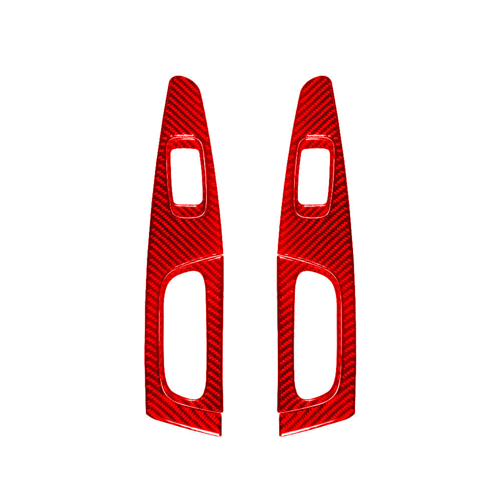 6Pcs Red Rear Window Button Trim Cover Carbon Fiber for Toyota Tacoma 2012-2015