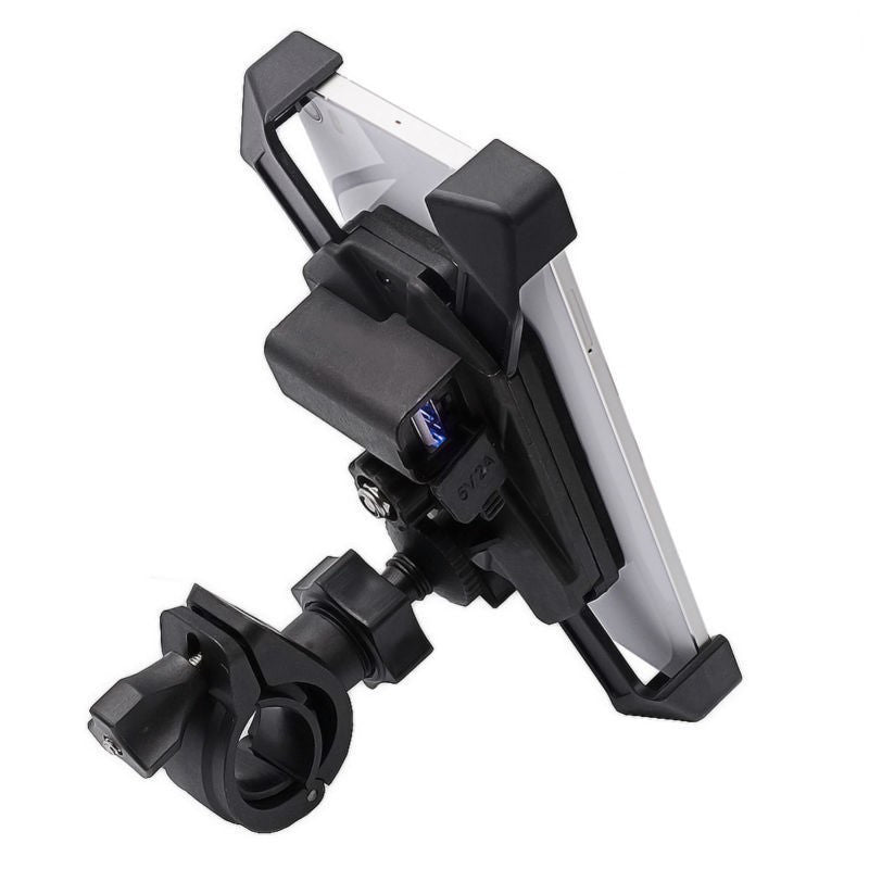 Motorcycle Phone Base USB Charger Mount Telescopic Handlebar Rotation Holder Kit
