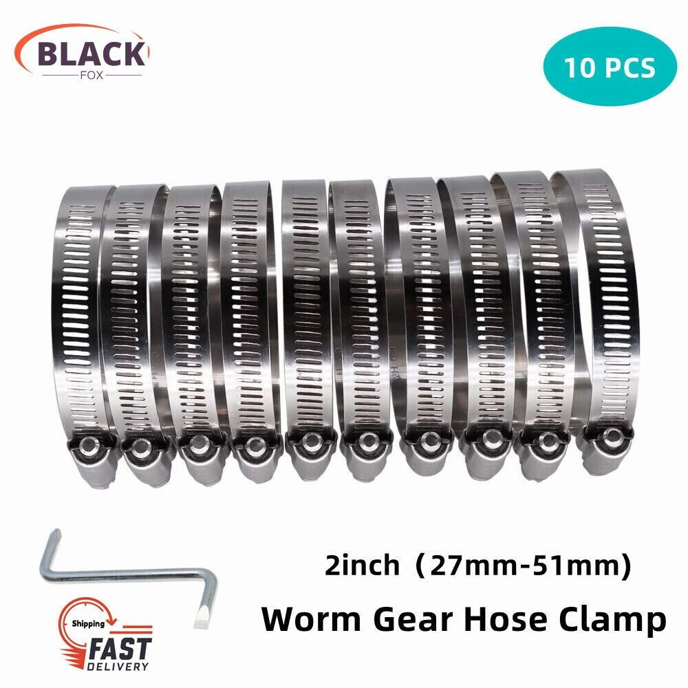 2-inch Stainless Steel Hose Clamp Worm Gear Adjustable + Wrench Kit