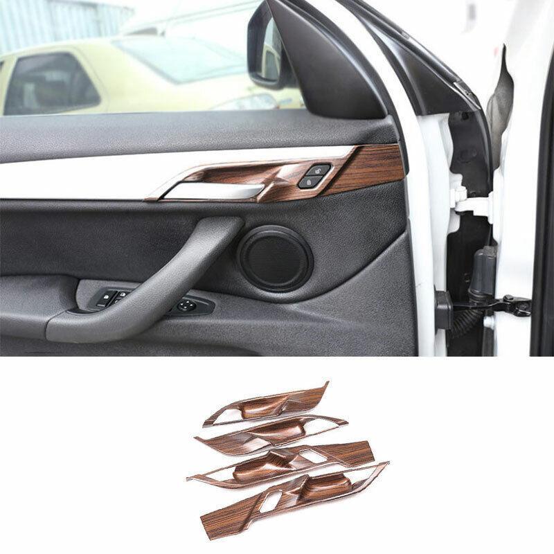 for BMW X1 F48 2016-2021 Pine Wood Grain Interior Door Handle Cover Trim 4PCS