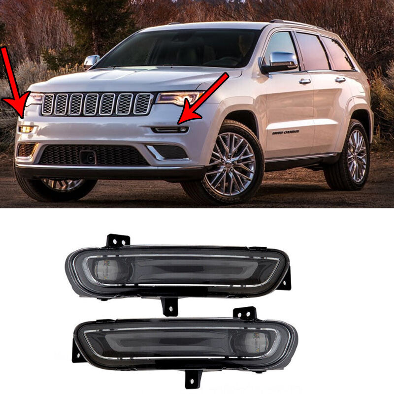 Pair for Jeep Grand Cherokee 2017-2021 Front Bumper LED Fog Lights Driving Lamps
