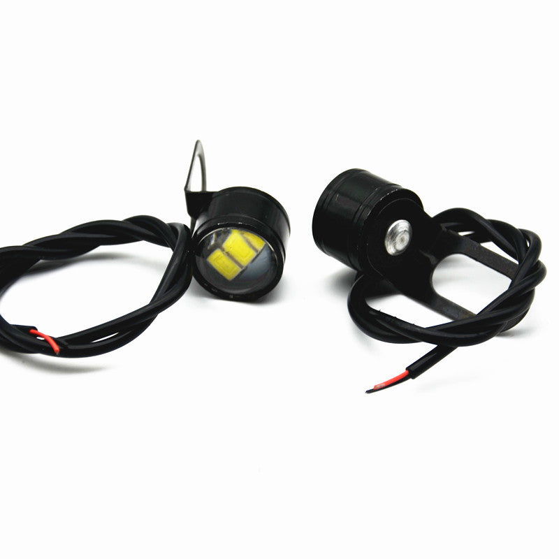 2 Pcs Motorcycles Mirror Handlebar Rearmirror DRL Headlight White Waterproof LED