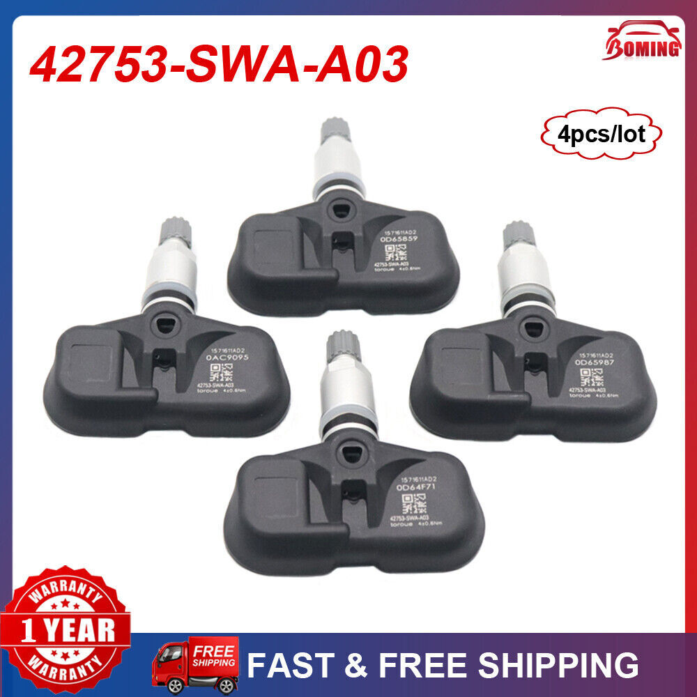 4-pack of new TPMS tire pressure sensors for Honda CR-V 42753-SWA-A02 42753-SWA-A03