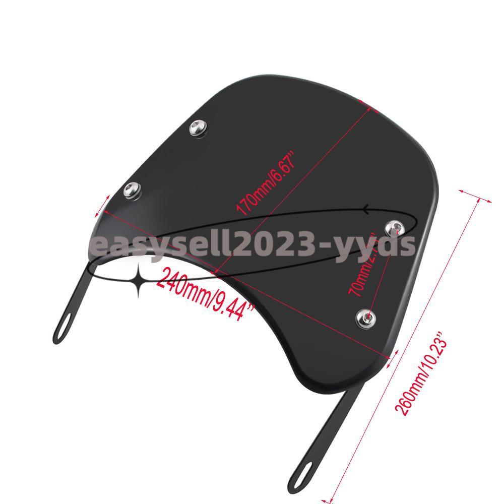 Black Universal Motorcycle 5-7'' Windshield Windscreen Round Headlight Fairing