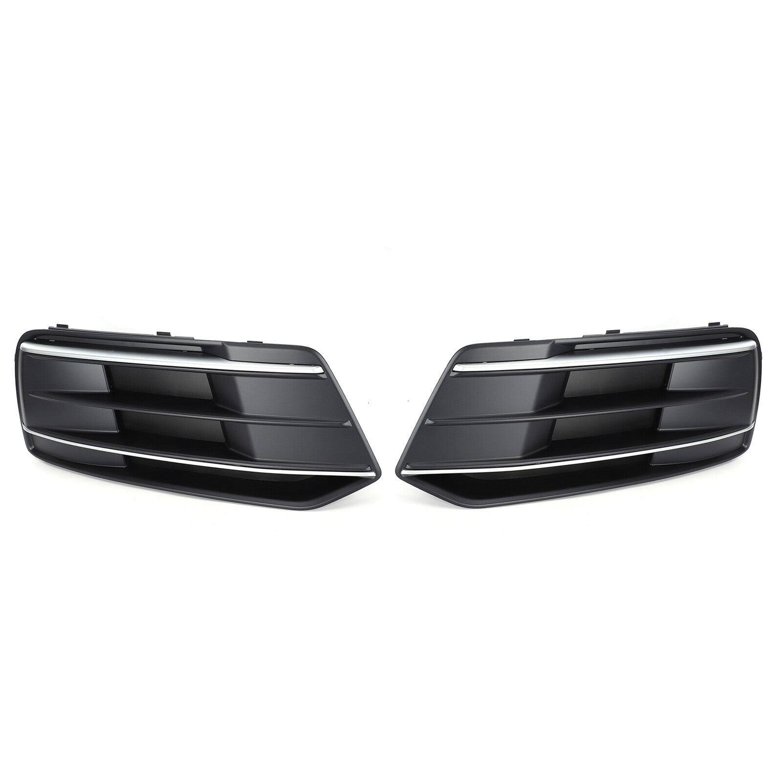 A pair of chrome trim pieces for the front bumper grille and fog light protectors are available for the for Audi Q5 SQ5 2018 - 2020.