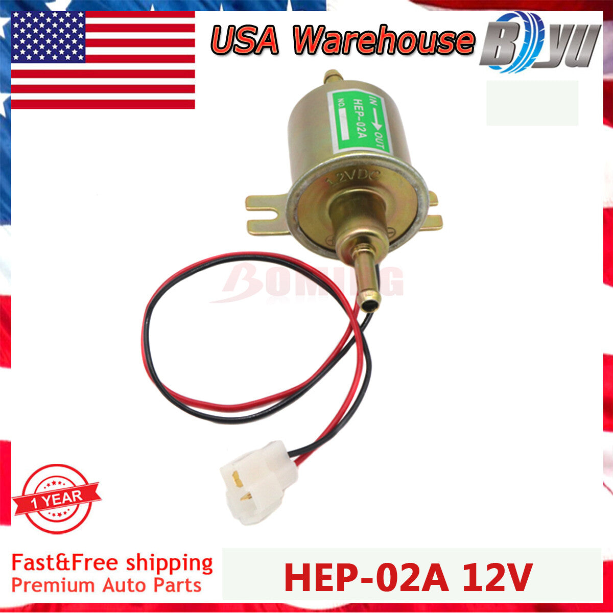 HEP-02A 12V Inline Low Pressure Electric Fuel Pump Universal 4-7 PSI Gas Diesel