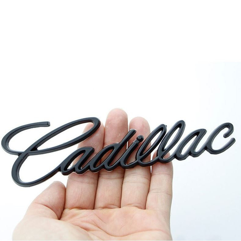 2-Piece Fitting for Cadillac Car Trunk Badge Boot Badge Metal Sticker Lettering Black