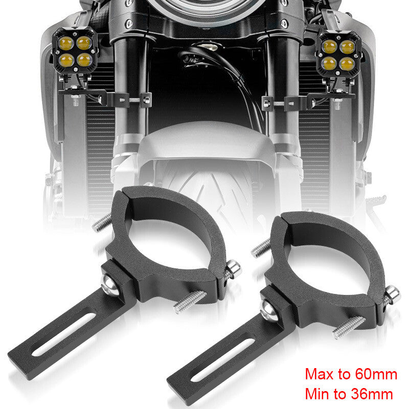 2X Motorcycle Headlight Mount Bracket Spot Light Tube Fork Clamp Holder 36-60mm