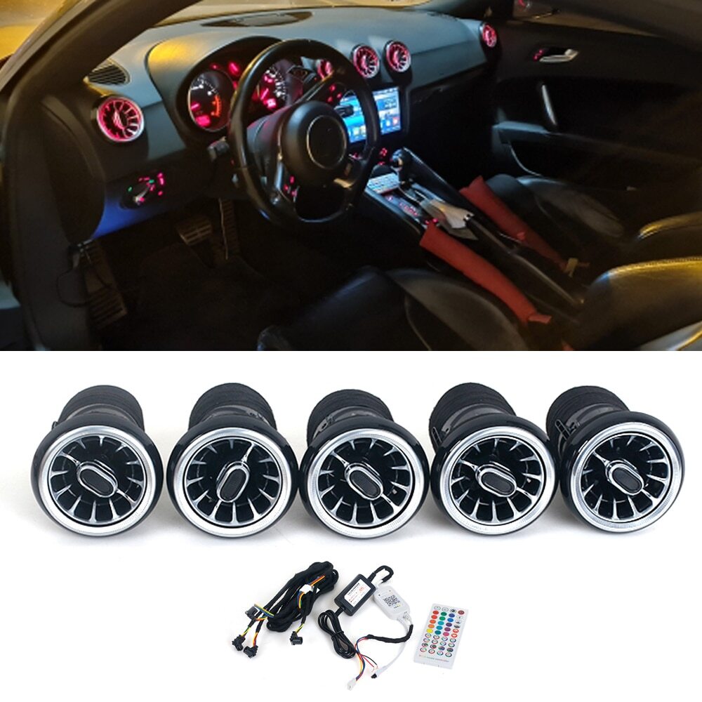 5PCS for Audi TT 2007-2014 LED Front AC Air Condition Vent Outlet Turbo Trim
